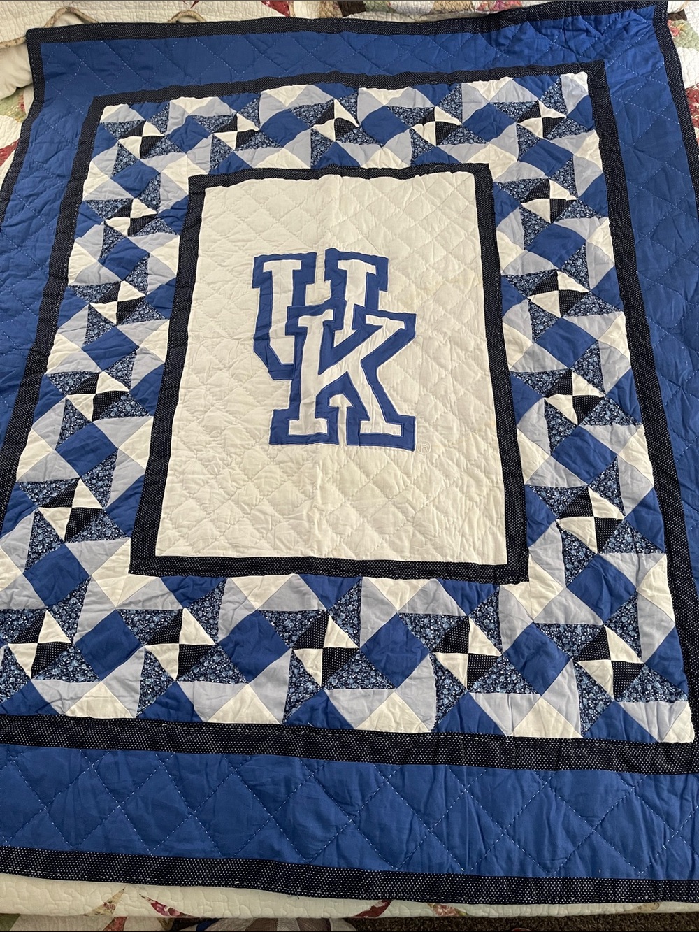 UK quilted throw bedspread unisex blue